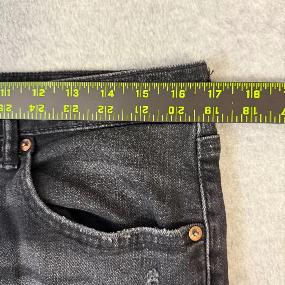 American Eagle Airflex+ Skinny Distressed Black Jeans 34x32 Ripped Denim
